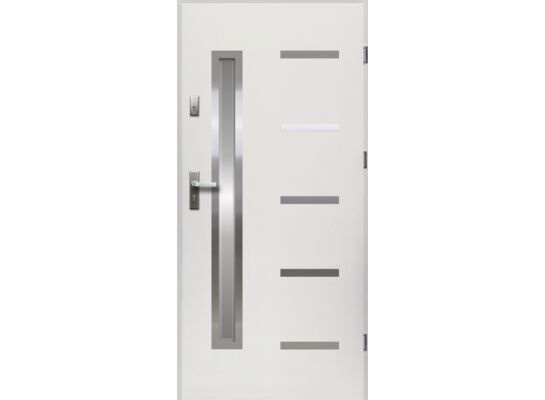 Drzwi zewnętrzne JUVENTUS lakomat inox białe 90 prawe RADEX