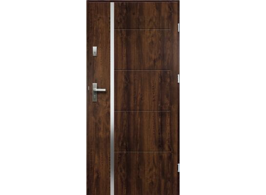 Drzwi zewnętrzne IRIS pełne inox orzech 90 prawe RADEX