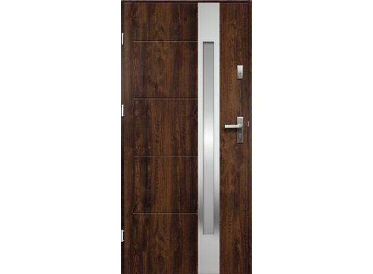 Drzwi zewnętrzne ARIADNA lakomat inox orzech 90 lewe RADEX