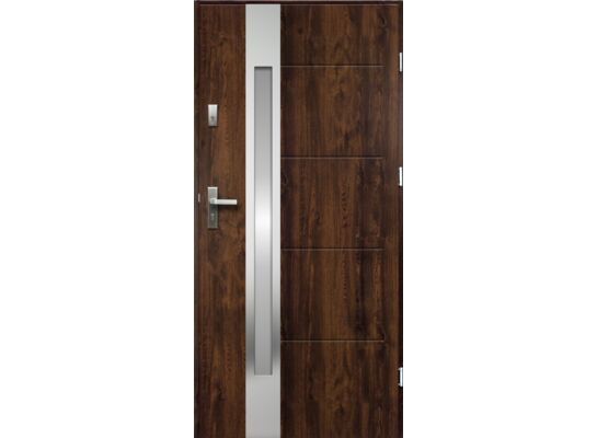 Drzwi zewnętrzne ARIADNA lakomat inox orzech 90 prawe RADEX