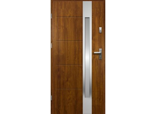 Drzwi zewnętrzne ARIADNA lakomat inox złoty dąb 90 lewe RADEX