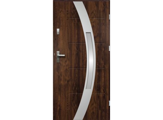 Drzwi zewnętrzne MAR lakomat inox orzech 80 prawe RADEX