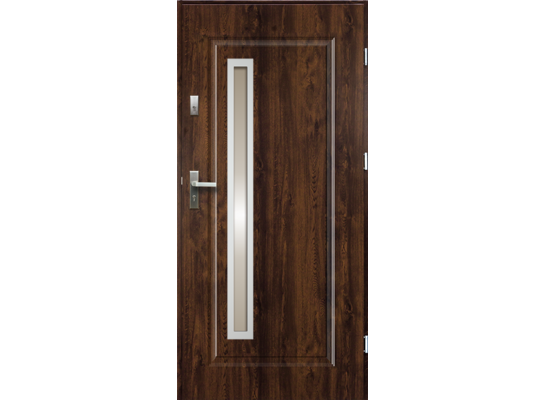 Drzwi zewnętrzne DEDAL stopsol inox orzech 80 prawe RADEX