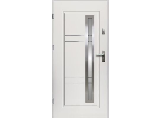 Drzwi zewnętrzne APOLLO lakomat inox białe 90 lewe RADEX