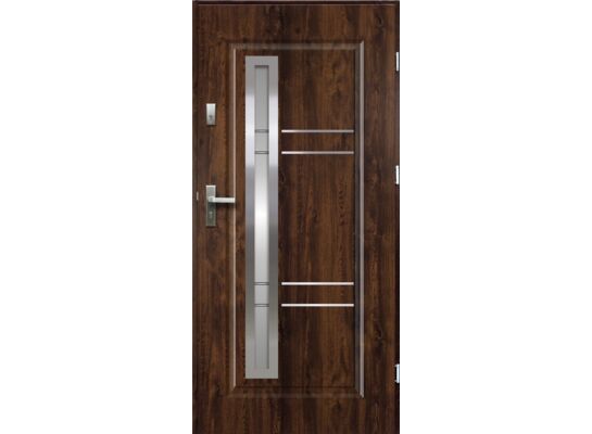 Drzwi zewnętrzne APOLLO lakomat inox ciemny orzech 80 prawe RADEX