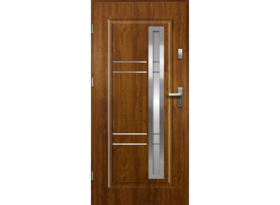 Drzwi zewnętrzne APOLLO lakomat inox złoty dąb 90 lewe RADEX