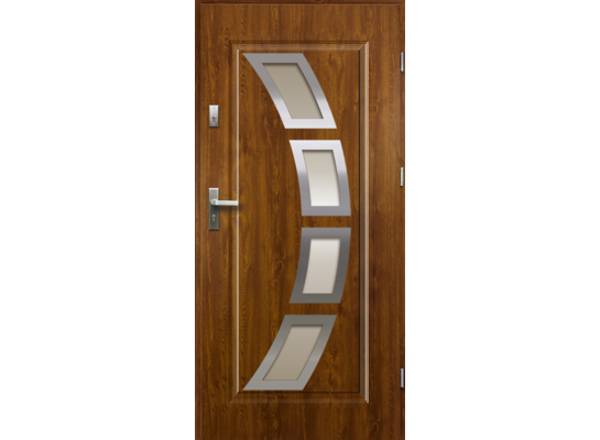 Drzwi zewnętrzne HERMES stopsol inox złoty dąb 90 lewe RADEX