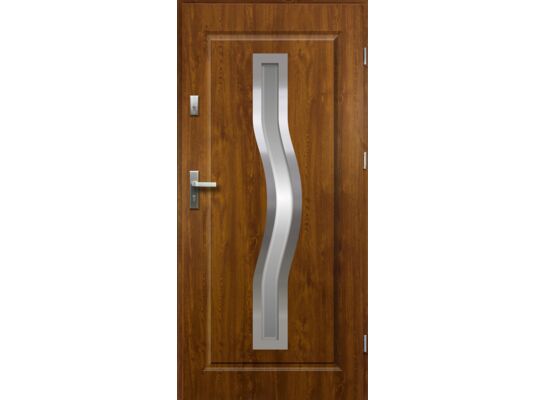 Drzwi zewnętrzne CERES lakomat inox złoty dąb 90 prawe RADEX