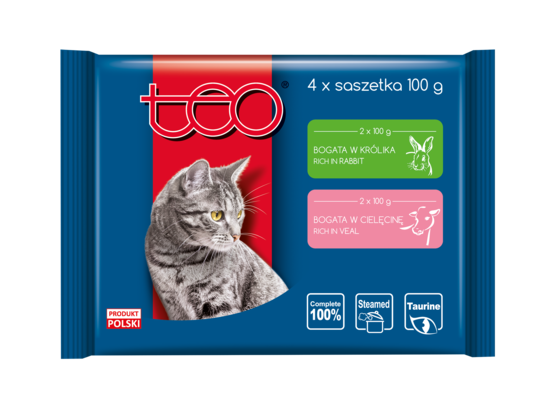 Karma mokra dla kota królik/cielęcina 4 x 100 g TEO