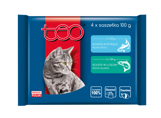 Karma mokra dla kota pstrąg/łosoś 4 x 100 g TEO