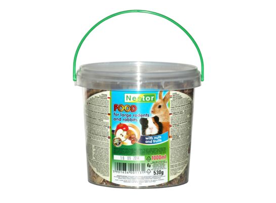 Pokarm dla dużych gryzoni i królików orzechowo-owocowy – wiaderko 1000 ml Nestor