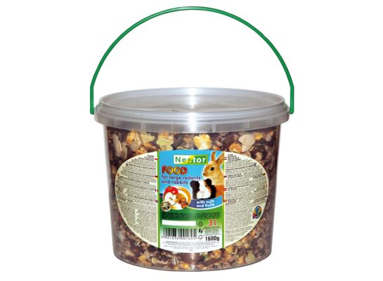 Pokarm dla dużych gryzoni i królików orzechowo-owocowy – wiaderko 3000 ml Nestor