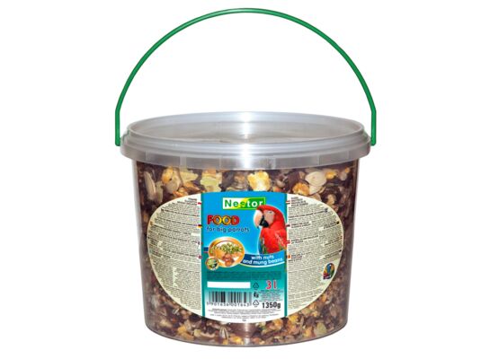 Pokarm dla dużych papug orzechy i fasola mungo – wiaderko 3000 ml Nestor