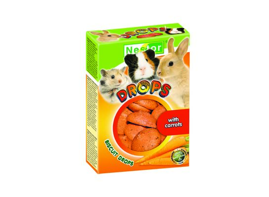 Dropsy biszkoptowe dla gryzoni i królików z marchewką Nestor