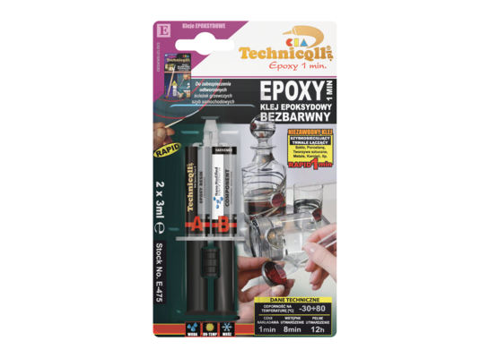 Klej epoksydowy 1 min bezbarwny 2 x 3 ml