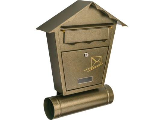 Skrzynka na listy domek z tuba antyk/zloty