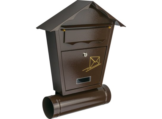 Skrzynka na listy domek z tuba zloty/braz