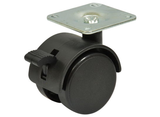 Kółko meblowe 40 mm/25 kg z hamulcem płyta mocująca