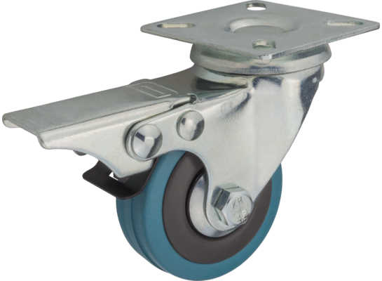 Zestaw jezdny obrotowy z hamulcem 50 mm/40 kg płyta mocująca bieżnik gumowy