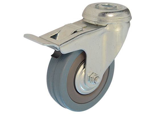 Zestaw jezdny obrotowy z hamulcem 100 mm/65 kg otwór mocujący bieżnik gumowy