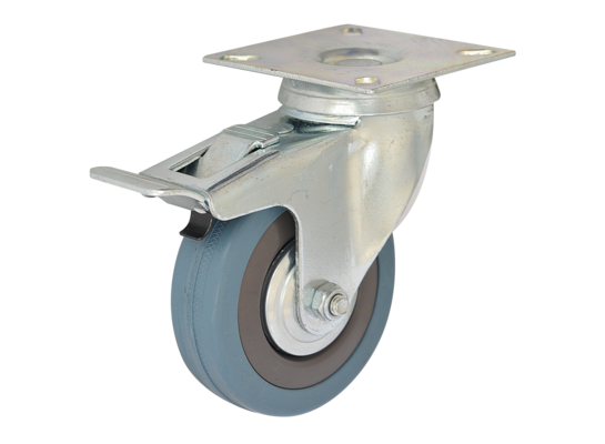 Zestaw jezdny obrotowy z hamulcem 100 mm/65 kg płyta mocująca bieżnik gumowy