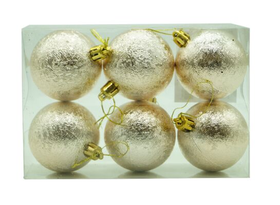 Bombka plastikowa złota 6 cm 6 sztuk