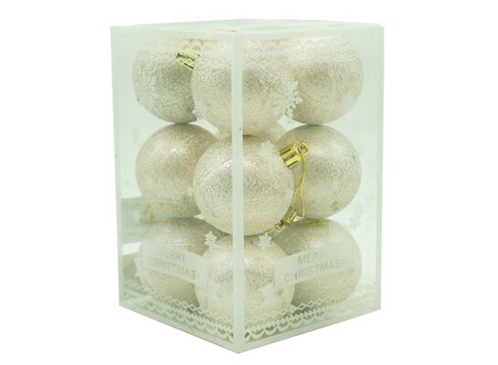 Bombka plastikowa złota 6 cm 12 sztuk