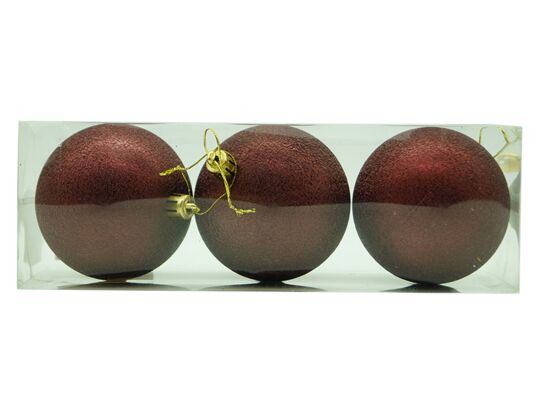 Bombka plastikowa bordo 8 cm 3 sztuki