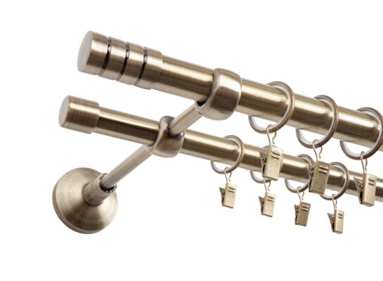 Karnisz podwójny Vito II 160 cm antyczny mosiądz GO/ON!