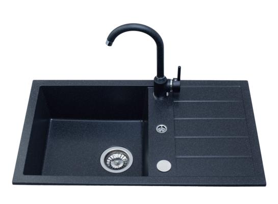 Zlewozmywak granitowy Fox New grafit 76 x 44 cm