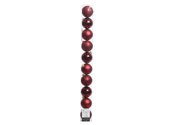 Bombka gładka bordowa mat/połysk/brokat 6 cm 10 sztuk