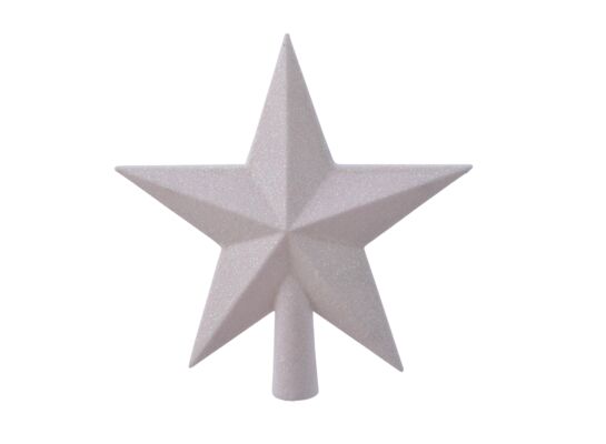 Czubek choinkowy brokatowy gwiazda biała