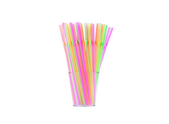 Słomka łamana neon 40 sztuk 21 cm mix