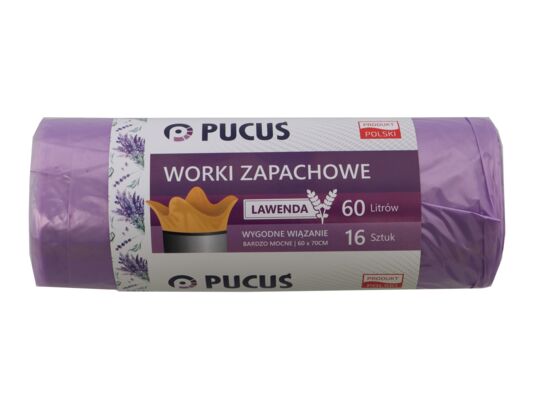 Worek zapachowy na śmieci LDPE Lawenda 60 l 16 szt. Pucuś