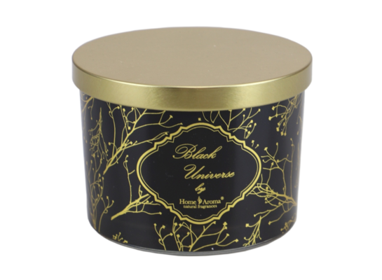 Świeca zapachowa Black Universe ze złotym nadrukiem 240 g