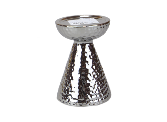 Świecznik ceramiczny 15 cm srebrny