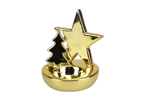 Świecznik ceramiczny gwiazdka 13 cm złoty