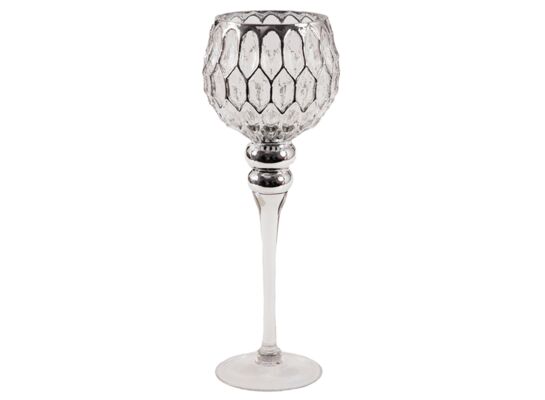 Świecznik biało-srebrny 40 cm