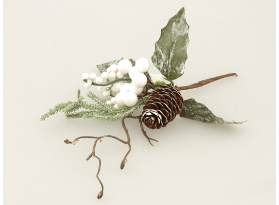 Gałązka ozdobna z szyszką 22 cm