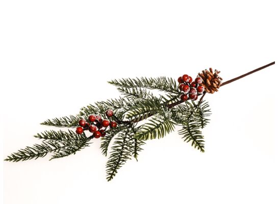 Gałązka z szyszką i jarzębiną 60 cm
