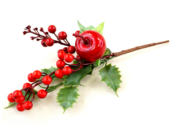 Gałązka ostrokrzewu z jabłkiem 25 cm