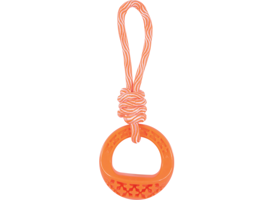 Zabawka TPR SAMBA okrągła ze sznurem 26 cm pomarańczowa