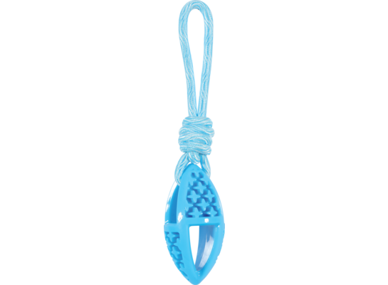 Zabawka TPR SAMBA owalna ze sznurem 28 cm niebieski