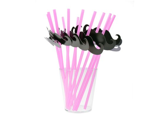 Słomka wąsacz 10 sztuk 27 cm różowy