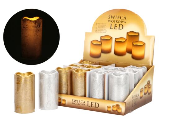 Świeczka dekoracyjna LED 13 cm srebrna/złota