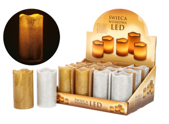 Świeczka dekoracyjna LED 13 cm srebrna/złota