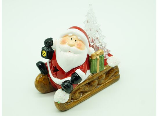 Figurka Mikołaj LED porcelana migające kolorowe światło 