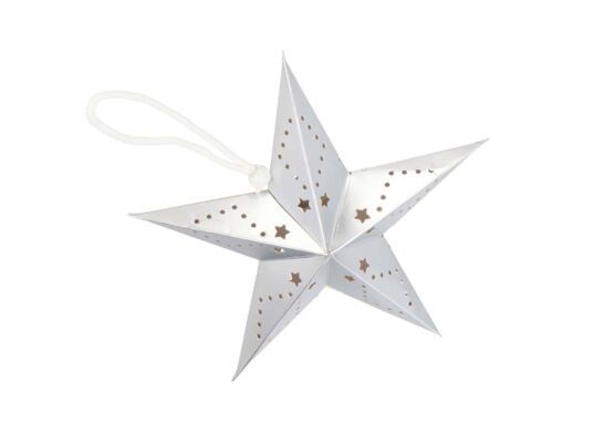 Gwiazda papierowa do zawieszenia 5 LED stałe ciepłe białe światło 25 cm