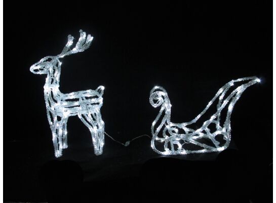 Renifer z saniami zewnętrzny 140 LED 100 cm