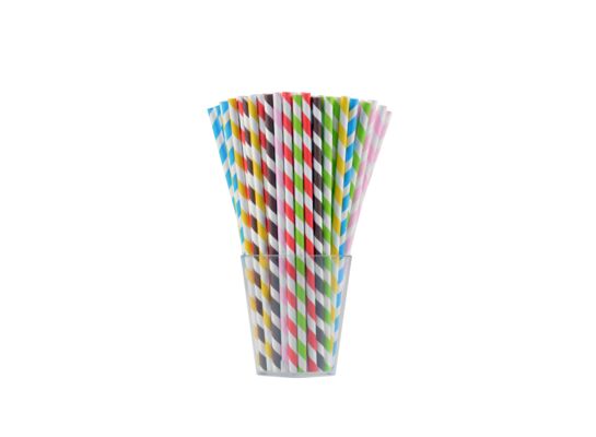 Słomki papierowe dekoracyjne biodegradowalne 25,5 cm mix